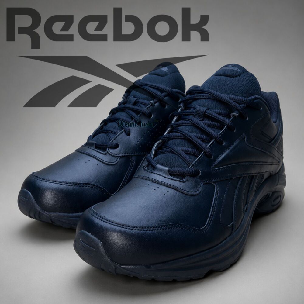 Reebok DMX Max Men’s Black Leather Walking work Shoes Size 8.5 Comfort